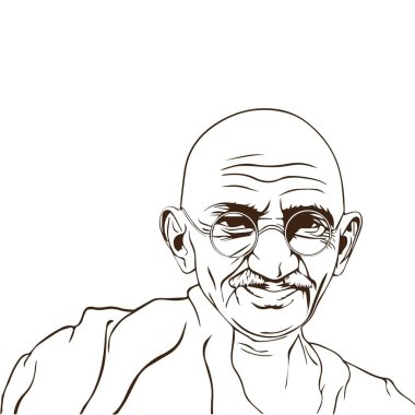 Gandhi Jayanti Özel İllüstrasyon (Simgeler, Typography, Face Illustration, Dekorasyon, Frame) Yüksek Kalite (3000 * 3000)