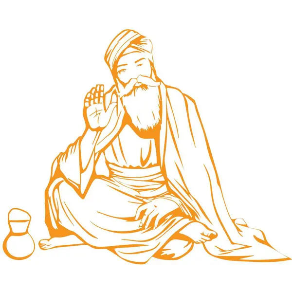 Guru Nanak Jayanti Özel İllüstrasyon (Simgeler, Typography, Face Illustration, Dekorasyon, Frame) Yüksek Kalite (3000 * 3000)