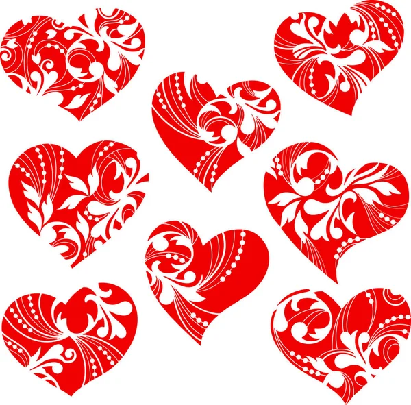 Hand Drawn Set Heart Valentins Day — Stock Vector