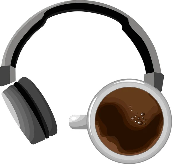 Headphones Cap Coffee — Stock Vector