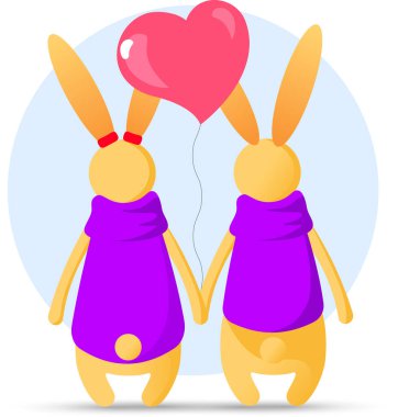 Postcard with rabbit and hearts