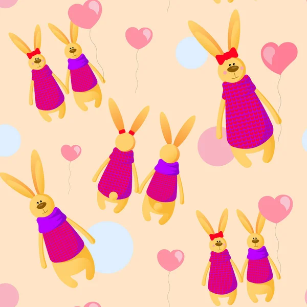 Patrón Infantil Con Conejos Corazón — Archivo Imágenes Vectoriales