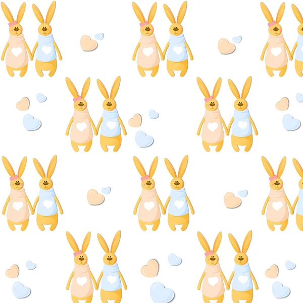 Lindo Patrón Con Conejos Corazón — Archivo Imágenes Vectoriales