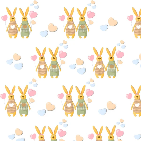 Lindo Patrón Con Conejos Corazón — Archivo Imágenes Vectoriales