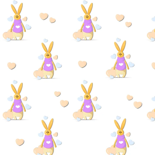 Cute Pattern Rabbits Heart — Vettoriale Stock