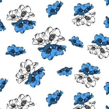 Draw a contour pattern with flowers