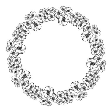 colouring book, hand drawing contour flowers