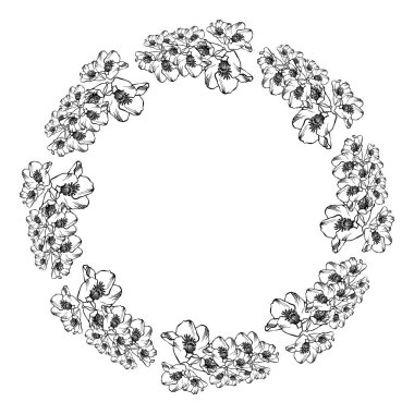 colouring book, hand drawing contour flowers