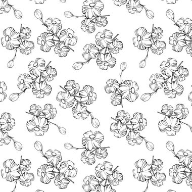 coloring book, pattern with hand drawn flowers