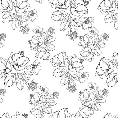 craft pattern with painted and hand drawn flowers, colouring book