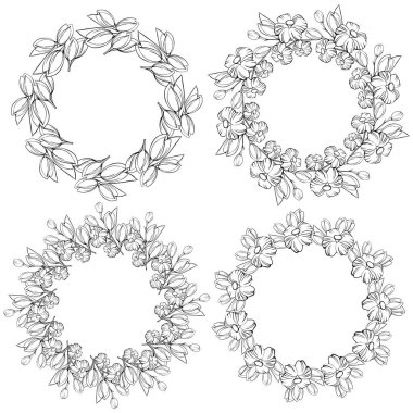 Floral frame with painted flowers