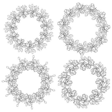 Floral frame with painted flowers