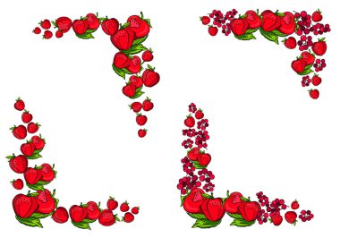 Çilekli el çizimi dut çerçevesi