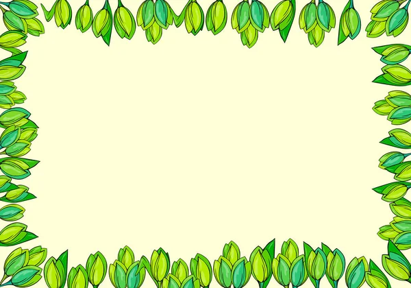 Zeichnung Floraler Rahmen Mit Tulpen — Stockvektor