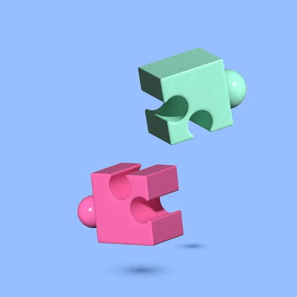 青の背景の3Dパズル — ストックベクタ