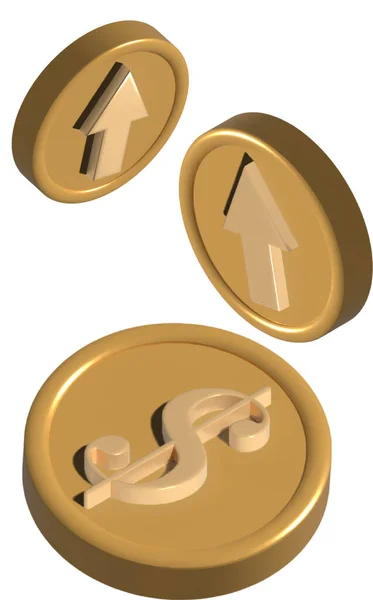 Zlaté Mince Šipkami — Stockový vektor