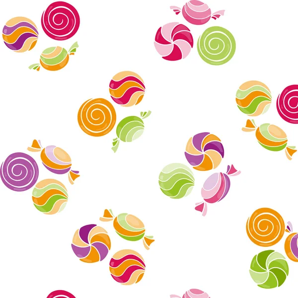 Leuchtend Süßes Muster Mit Bemalten Bonbons Und Lutschern — Stockvektor