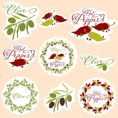 Zeytin ve biberli etiketler çizdim.