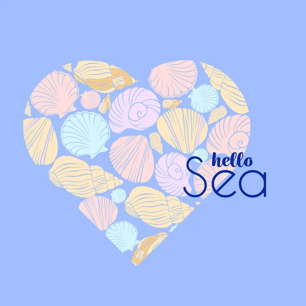 Heart Painted Seashells — Stock Vector