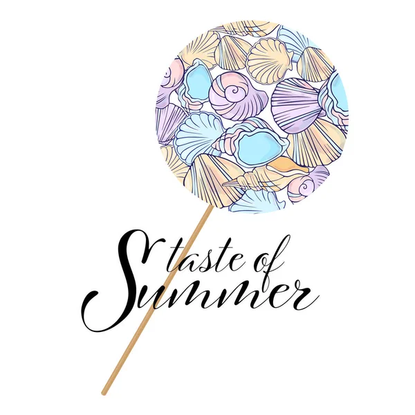 Lollipops Seashells Taste Summer — Stock Vector