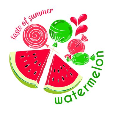 El çizimi karpuz aromalı lolipoplar, yazın tadı