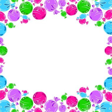 Lolipop ve şeker çerçevesi, el çizimi.