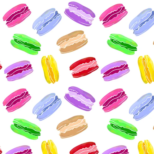 Bright Seamless Pattern Painted Macarons — Stock Vector
