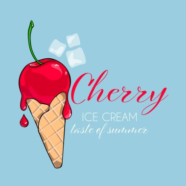 Waffle külahında vişneli dondurma