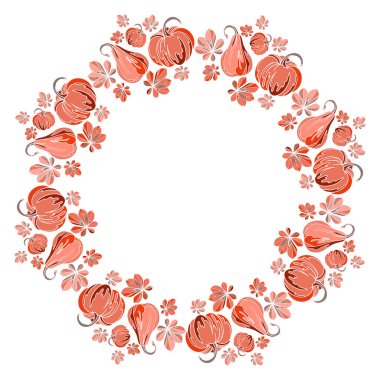 Kabak ve kestane yaprağıyla çizilmiş çerçeve