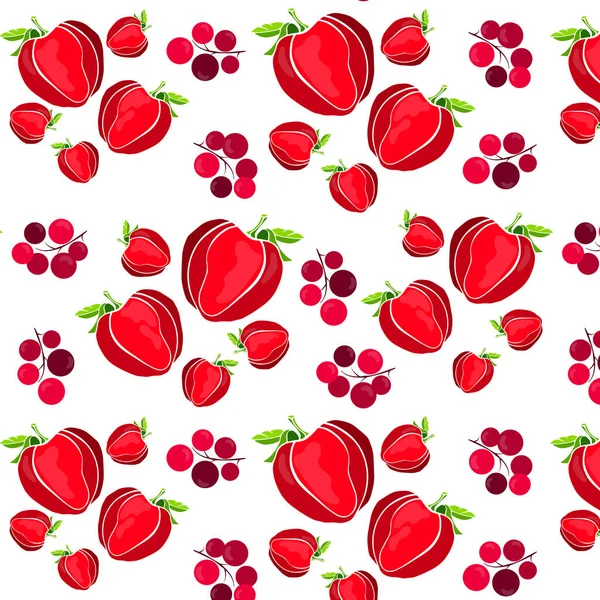 Seamless Pattern Hand Painted Strawberry — Stock Vector