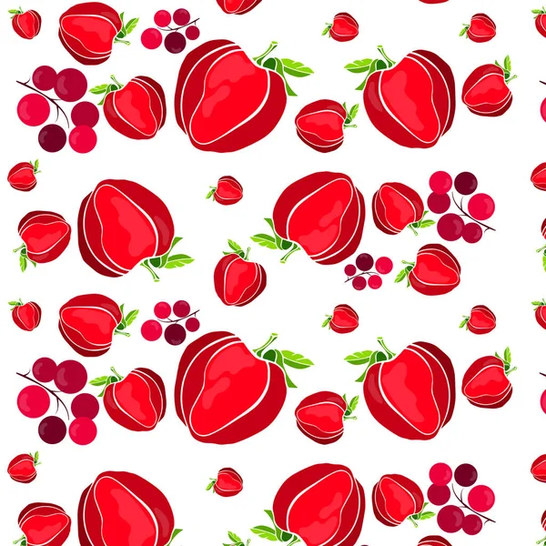 Seamless Pattern Hand Painted Strawberry — Stock Vector