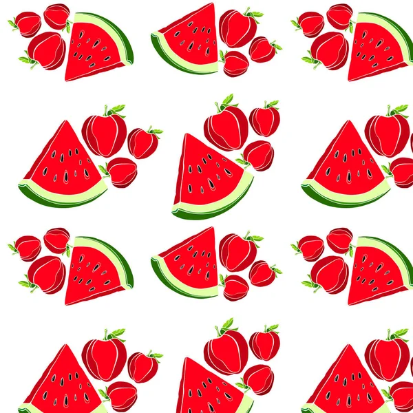 Nahtloses Muster Mit Handbemalten Erdbeeren — Stockvektor