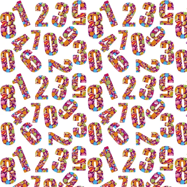 Patrón Sin Costuras Con Números Caramelos — Archivo Imágenes Vectoriales