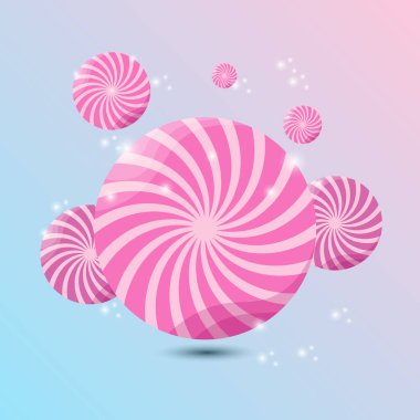 Renkli lolipoplar pastel arka planda düz stil tasarımda. Şeker şeker şeker şeker.