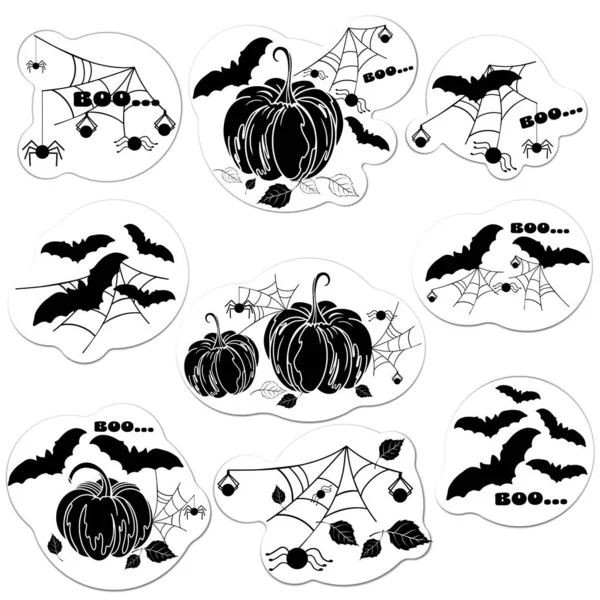 Черно Белые Наклейки Хэллоуин — стоковый вектор