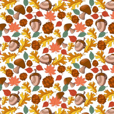 meşe yaprağıyla sonbahar deseni