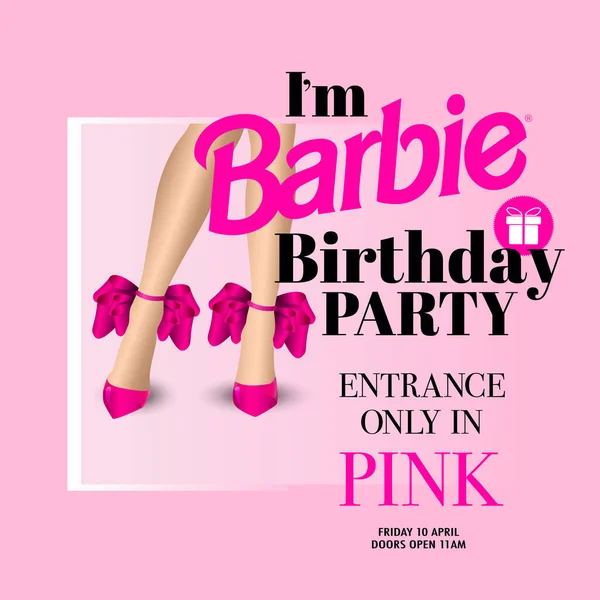 有粉色气球的派对邀请卡 — 图库矢量图片