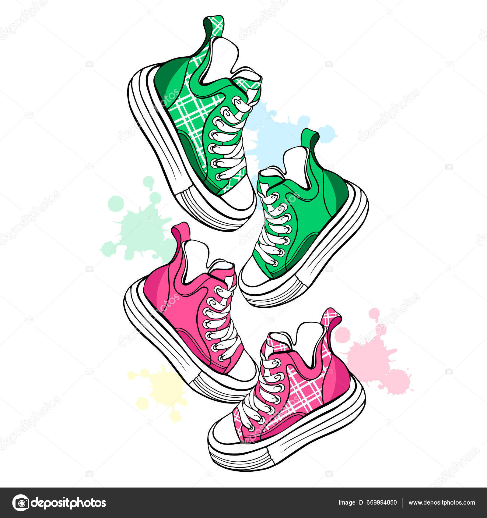Zapatillas Deporte Dibujadas Mano Con Forma Corazón Ilustración Vectorial  Vector de stock por ©SvetlanaRuin 669994050