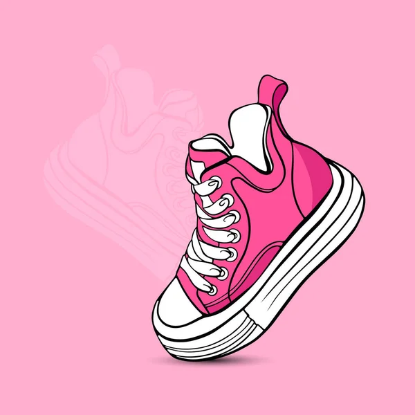 Zapatillas Deporte Color Rosa Sobre Fondo Rosa Ilustración Vectorial — Vector de stock