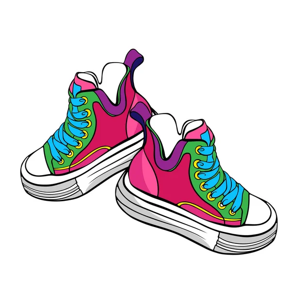 Renkli Spor Ayakkabıları Vektör Çizimi — Stok Vektör