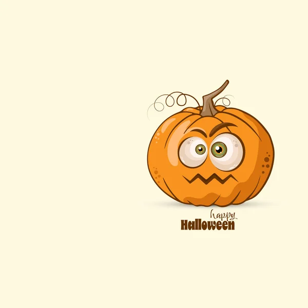 Happy Halloween Greeting Card Cute Pumpkin Eyes Cartoon Character Funny — Stock Vector