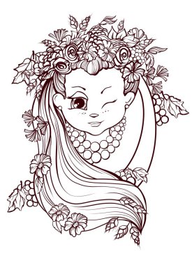 Bayrağı olan sevimli Ukraynalı kız.