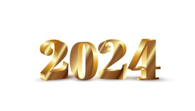 2024 yeni yıl 2024 altın sayı beyaza izole edildi.
