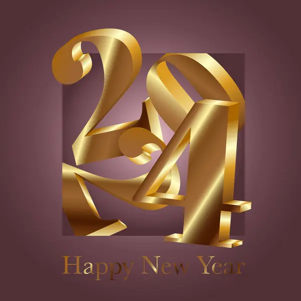 Поздравительная Открытка Новым Годом Векторная Иллюстрация Поздравительные Открытки Золотым Номера — стоковый вектор