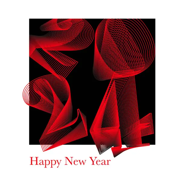 Rode Cijfers Zwarte Achtergrond Gelukkig Nieuwjaar Tekst Design Gelukkig Nieuwjaar — Stockvector
