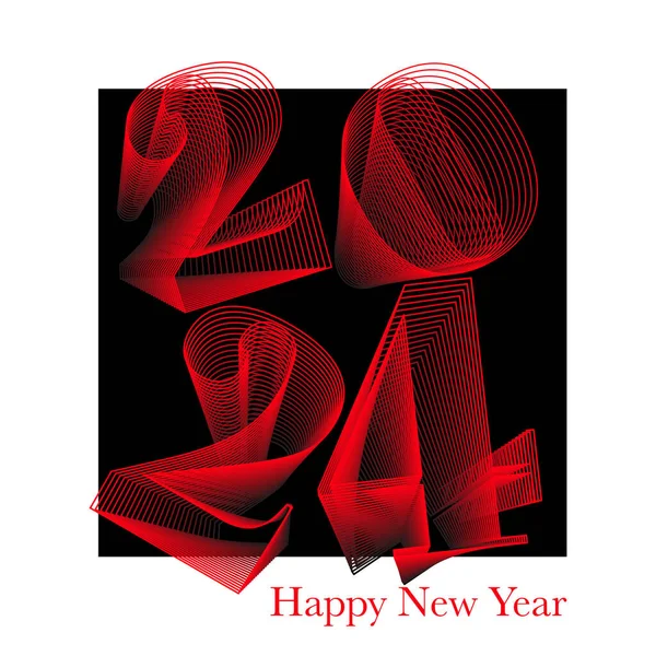 Červená Čísla Černém Pozadí Šťastný Nový Rok Text Design Happy — Stockový vektor