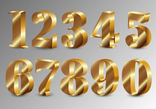 Золотые Цифры Векторная Иллюстрация Золото — стоковый вектор