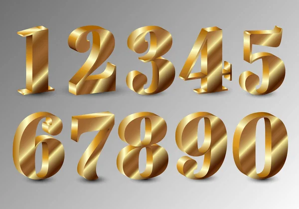 Goldene Zahlen Gesetzt Vektorillustration Gold — Stockvektor