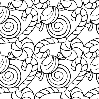 Elle çizilmiş yeni yıl elementleriyle kusursuz desen ve tatlı