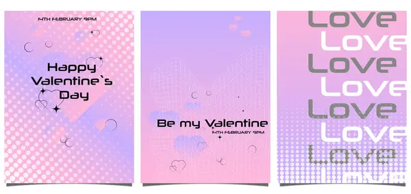 Happy Valentine Day Decorate Trendy Gradient Heart Vibrant Y2K Colourful — Stock Vector